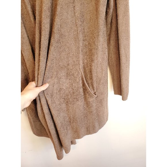 Barefoot Dreams Brown Fuzzy Knit Open Front Long Sleeve Cardigan, Size 2X - Picture 6 of 7